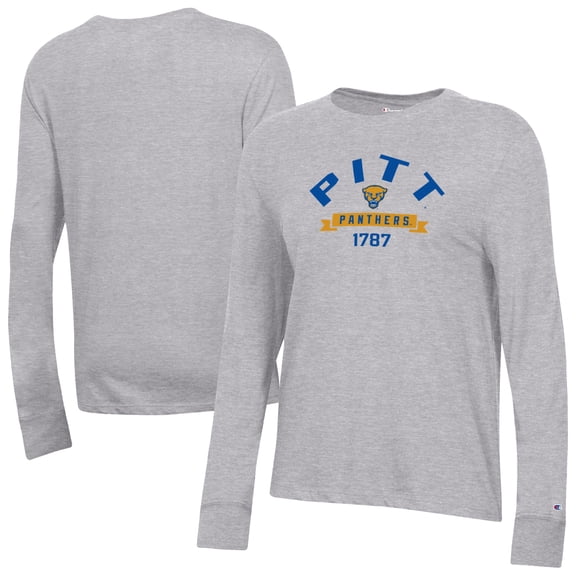 Women's-Champion Gray Pitt Panthers Core Long Sleeve T-Shirt