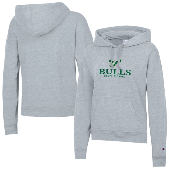 Women's-Champion Gray South Florida Bulls Powerblend Fleece Pullover Hoodie