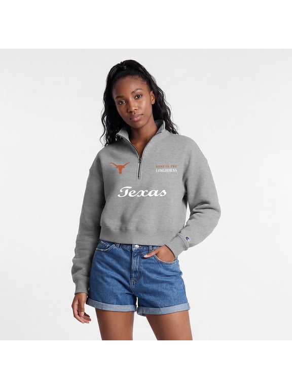 Women's Champion Gray Texas Longhorns Academic Triumph Quarter-Zip Tri-Blend Pullover