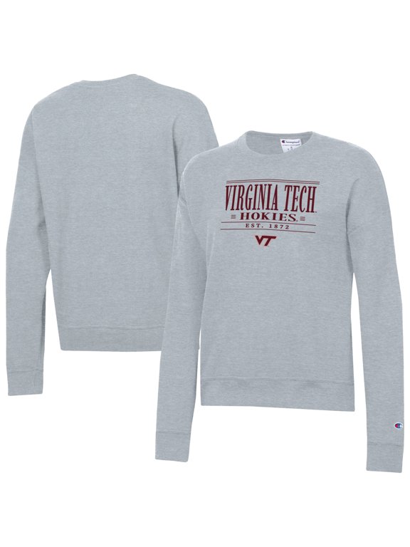Women's-Champion Gray Virginia Tech Hokies Powerblend Pullover Sweatshirt