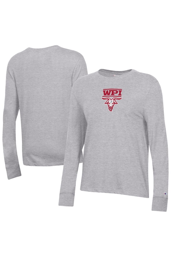 Women's-Champion Gray Worcester Polytechnic Institute Engineers Core Long Sleeve T-Shirt