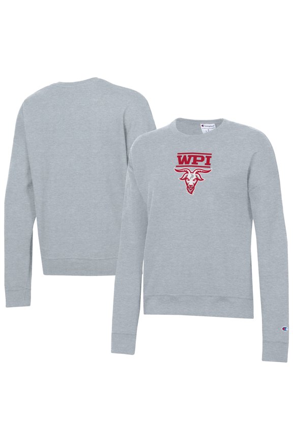 Women's-Champion Gray Worcester Polytechnic Institute Engineers Powerblend Pullover Sweatshirt