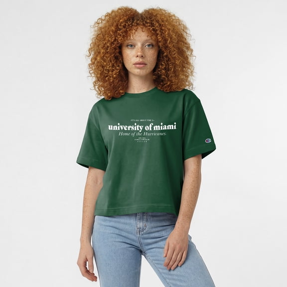 Women's Champion Green Miami Hurricanes Home Wordmark T-Shirt