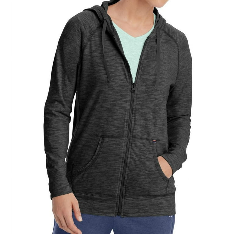 Women s Champion J4165 Heathered Jersey Full Zip Hooded Jacket