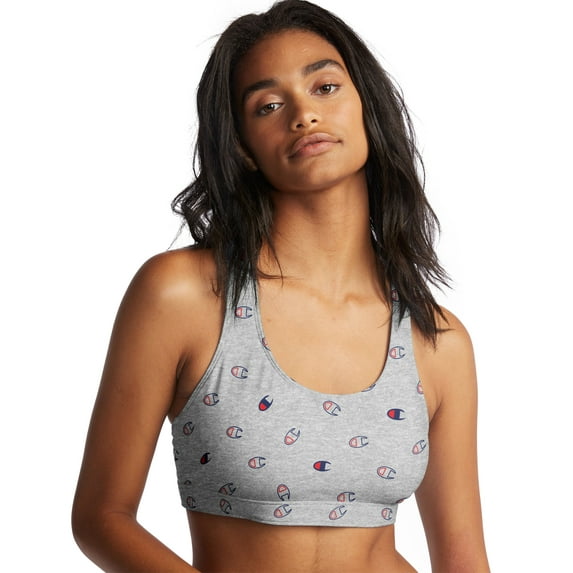 Women's Champion Life The 029 Reissue Print Sports Bra Tossed C Logo Oxford Grey XS