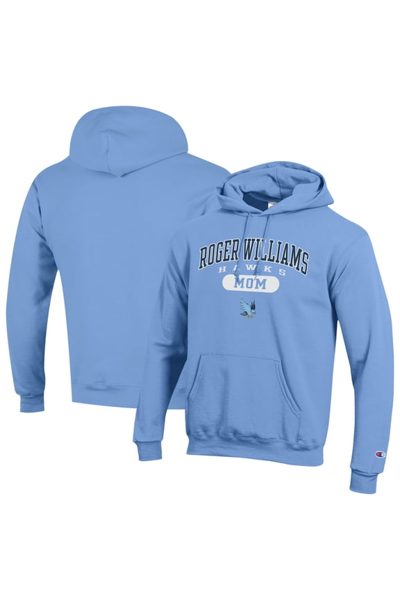 Women's Champion Light Blue RWU Hawks Mom Pill Box Eco Powerblend Hoodie