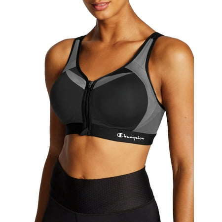 Women's Champion Motion Control Zip Front Sports Bra Black 40DD