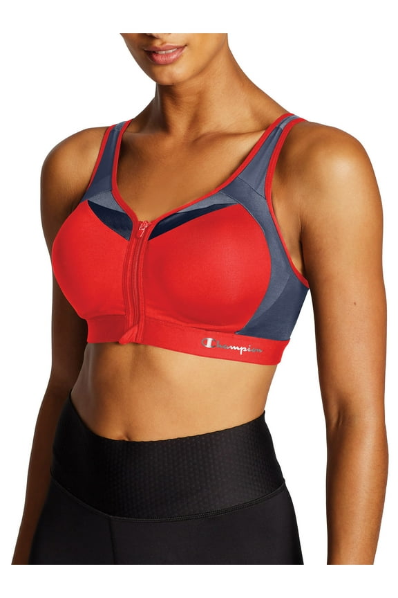 Women's Champion Motion Control Zip Front Sports Bra Red Flame 34B