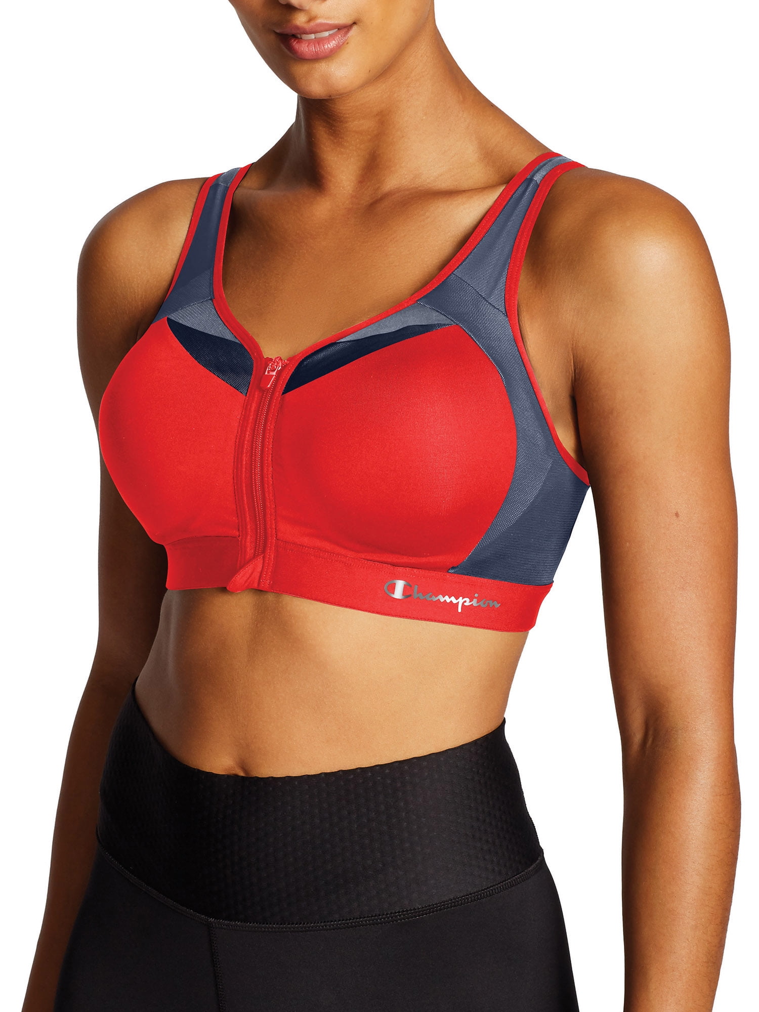 Women's Champion Motion Control Zip Front Sports Bra Red Flame 42C