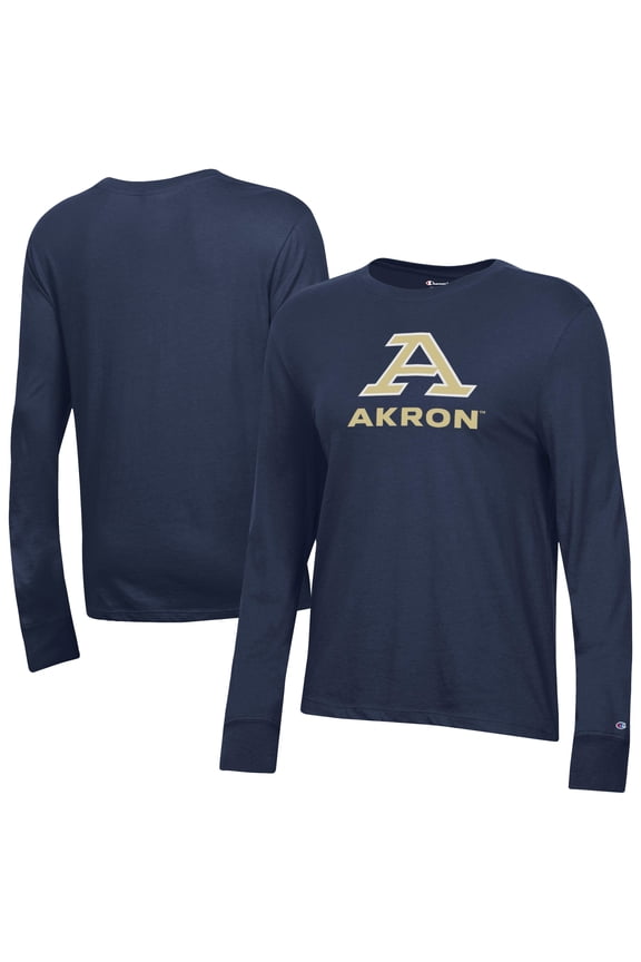 Women's-Champion  Navy Akron Zips Core Long Sleeve T-Shirt