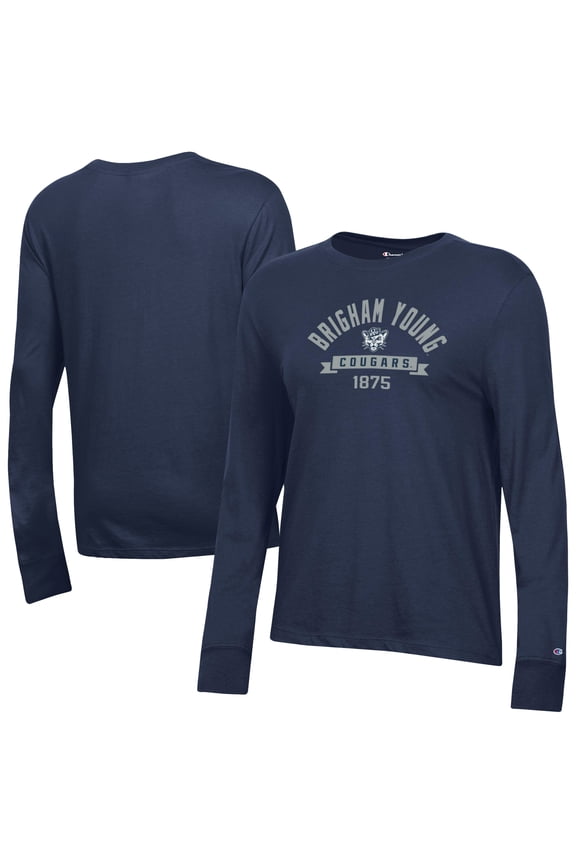 Women's-Champion Navy BYU Cougars Core Long Sleeve T-Shirt