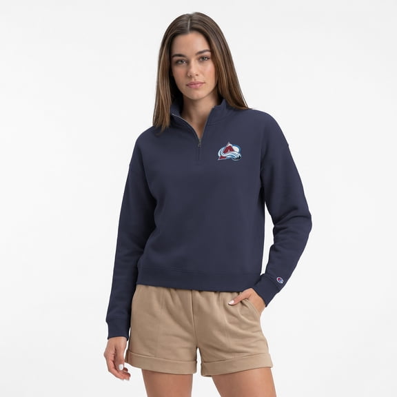 Women's Champion Navy Colorado Avalanche Powerblend Quarter-Zip Sweatshirt