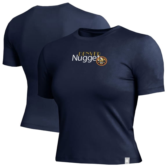 Women's Champion Navy Denver Nuggets Soft Touch Fitted Cropped T-Shirt