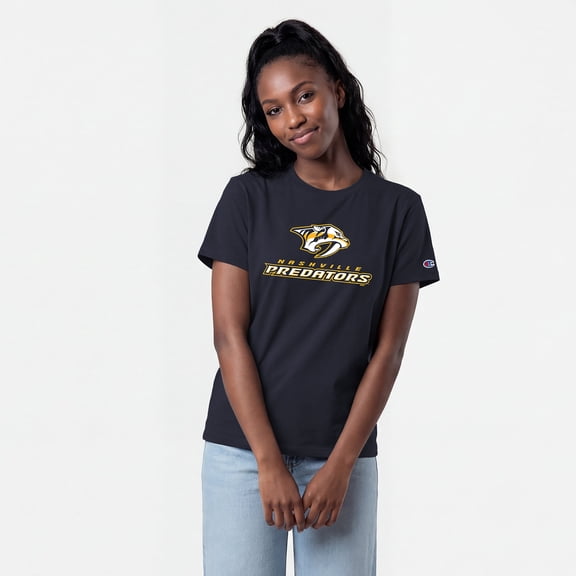 Women's Champion  Navy Nashville Predators Wordmark Lockup T-Shirt