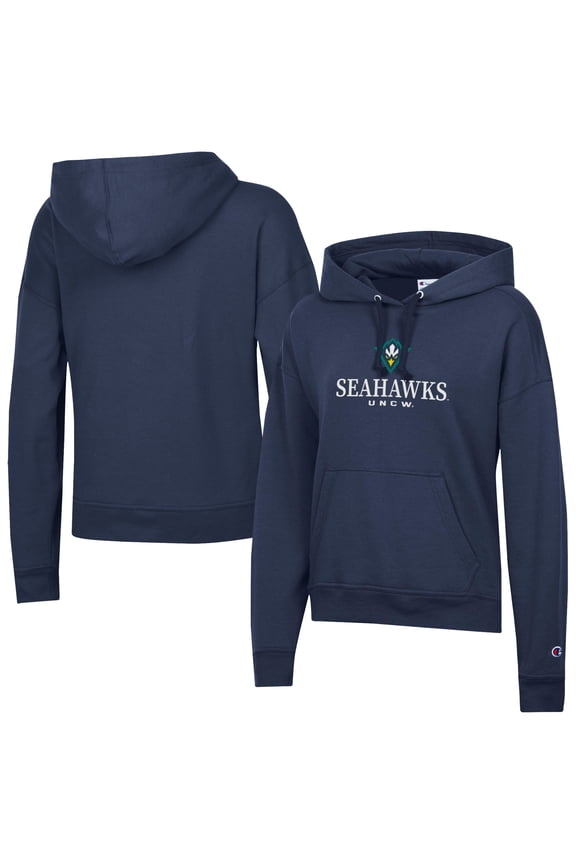 Women's-Champion  Navy UNC Wilmington Seahawks Powerblend Fleece Pullover Hoodie