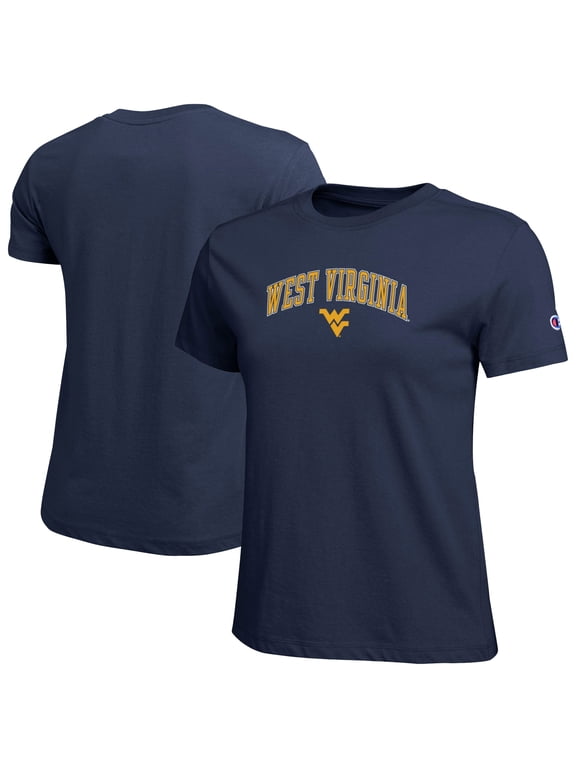 Women's Champion Navy West Virginia Mountaineers Arched Over Logo T-Shirt