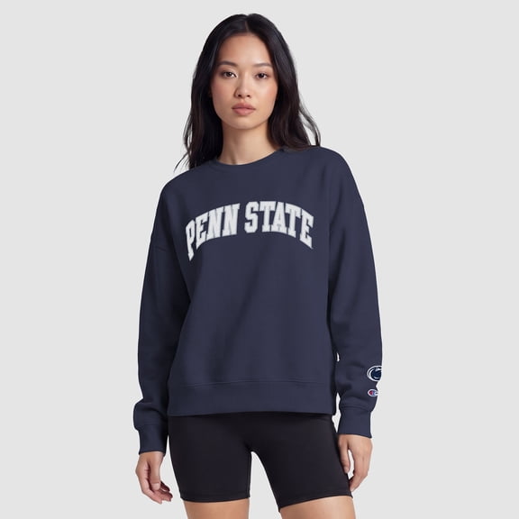 Women's Champion Navy Penn State Nittany Lions Fleece Crew Sweatshirt
