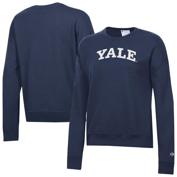 Women's-Champion Navy Yale Bulldogs Powerblend Pullover Sweatshirt