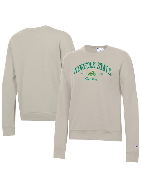 Women's-Champion Oatmeal Norfolk State Spartans Powerblend Pullover Sweatshirt