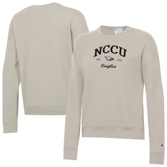 Women's-Champion Oatmeal North Carolina Central Eagles Powerblend Pullover Sweatshirt
