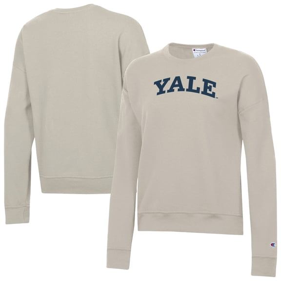 Women's-Champion Oatmeal Yale Bulldogs Powerblend Pullover Sweatshirt