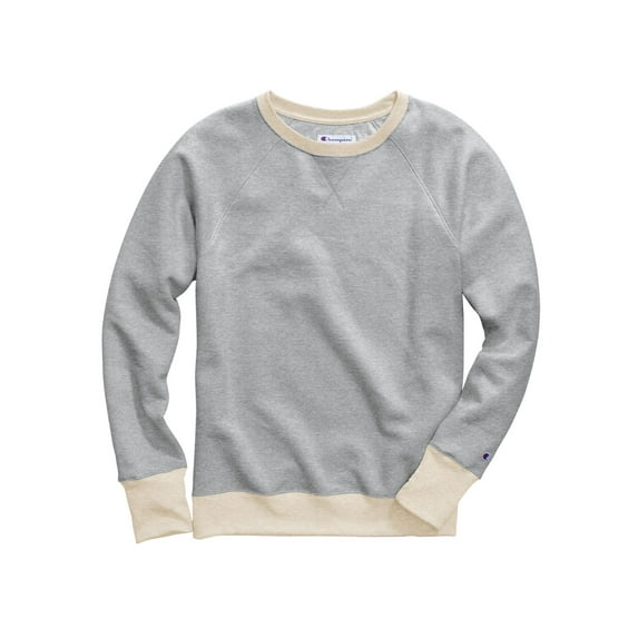 Women's Champion Powerblend Fleece Classic Crew, Block Logo Ice Cake L