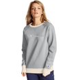 thumbnail image 1 of Women's Champion Powerblend Fleece Crew, Chainstitch Logo Oxford Grey Heather/Oatmeal Heather 2XL, 1 of 5