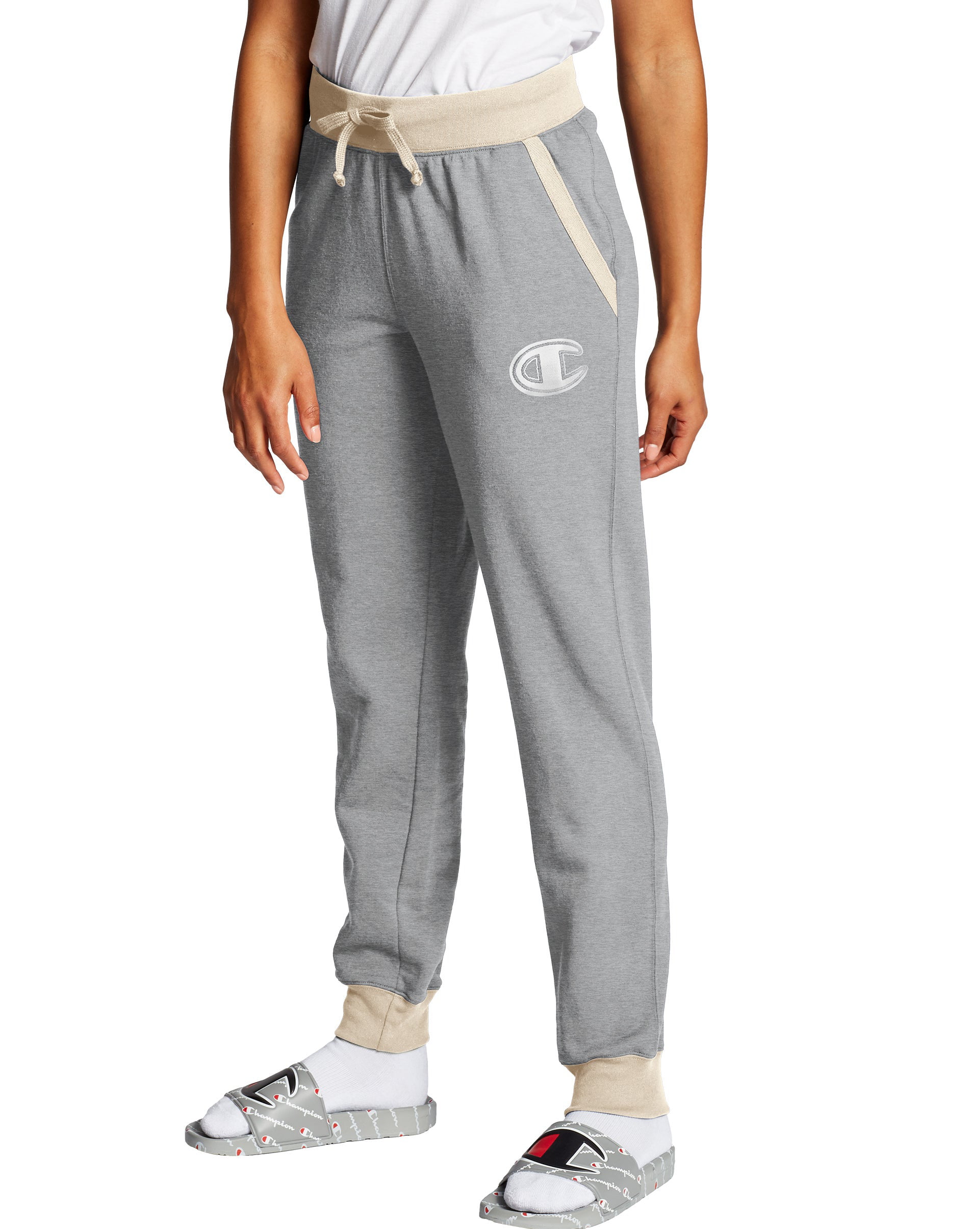 Women's Grey Champion Sweatpants with Chainstitch Big C Logo
