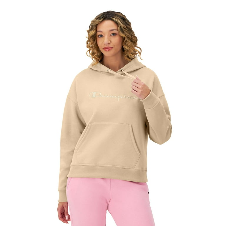 Women s Champion Powerblend Embroidered Logo Hoodie Color Champagne Frost Size X LARGE Walmart