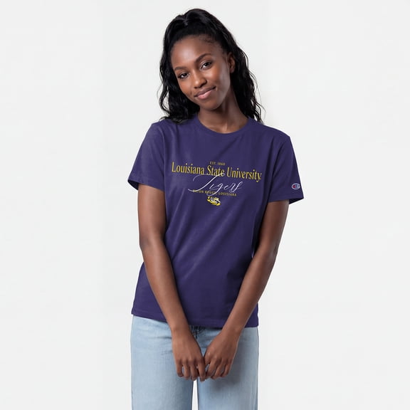 Women's Champion Purple LSU Tigers Lifestyle T-Shirt