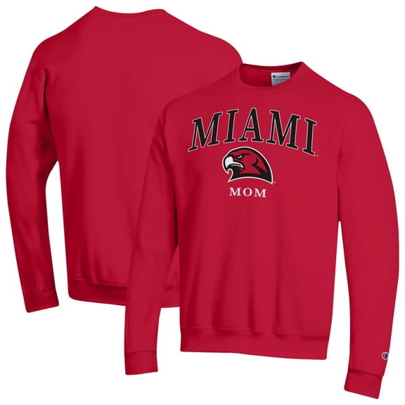 Women's Champion Red Miami University RedHawks Arch Mom Eco Powerblend Sweatshirt