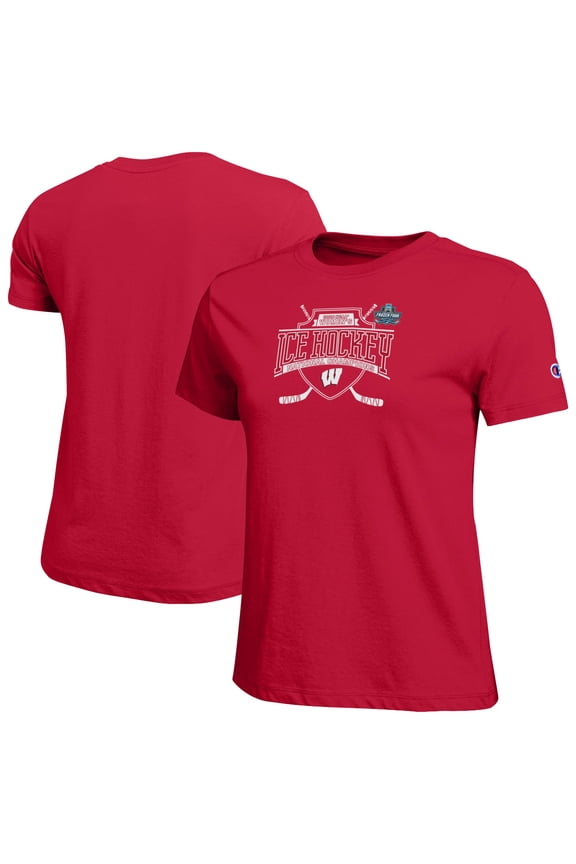 Women's Champion Red Wisconsin Badgers 2026 NCAA Frozen Four Women's Ice Hockey National Champions V-Neck T-Shirt