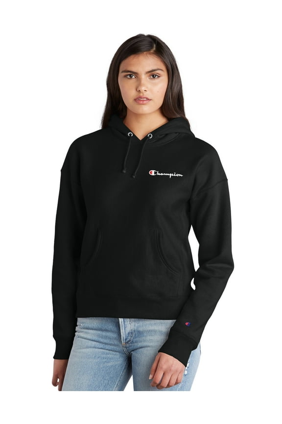 Women's Champion Reverse Weave Hoodie, Vintage Logo Black XS