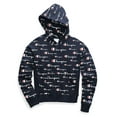 thumbnail image 1 of Women's Champion Reverse Weave Pullover Hood, All-over Logo Script Multi Scale Navy 2XL, 1 of 4