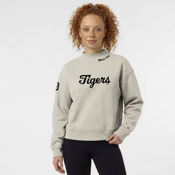 Women's Champion Stone Detroit Tigers Triumph Tri-Blend Sweatshirt