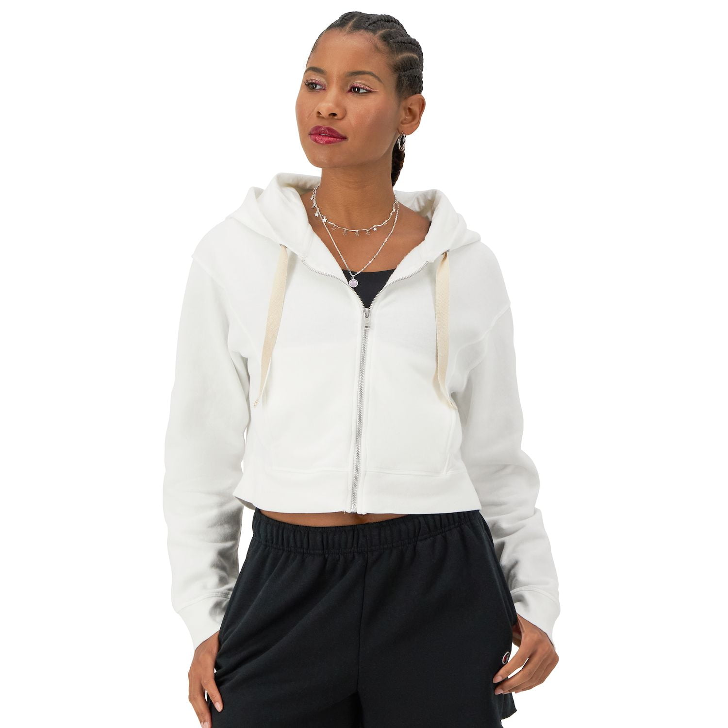Women s Champion Vintage Wash Full Zip Hoodie Color White Size LRG AV REG Walmart
