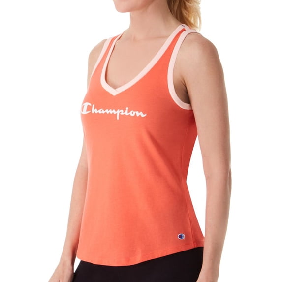 CHAMPION Womens Coral Printed Sleeveless V Neck Tank Top Size: S