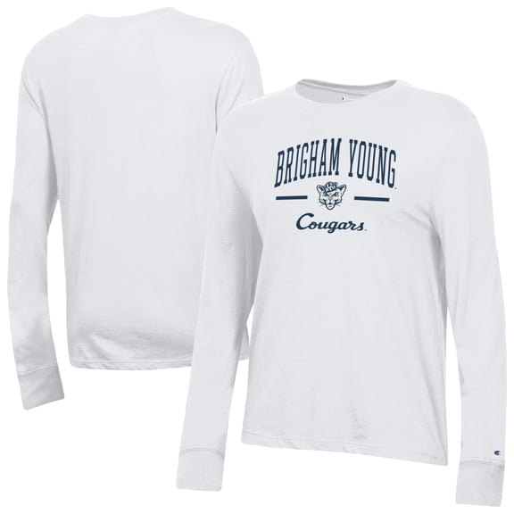 Women's-Champion White BYU Cougars Core Long Sleeve T-Shirt