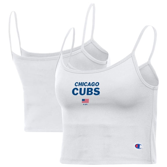 Women's Champion White Chicago Cubs America Scoop Tank Top