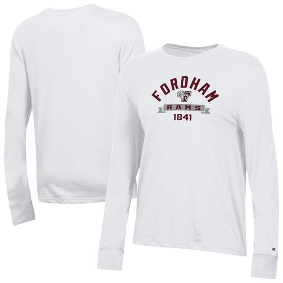 Women's-Champion  White Fordham Rams Core Long Sleeve T-Shirt