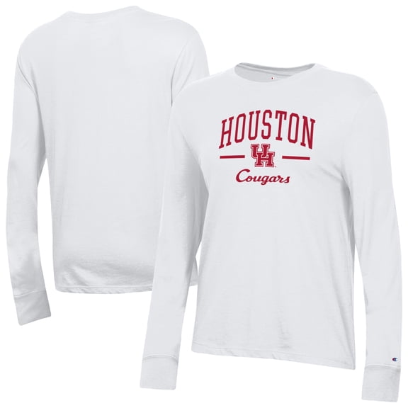 Women's-Champion White Houston Cougars Core Long Sleeve T-Shirt