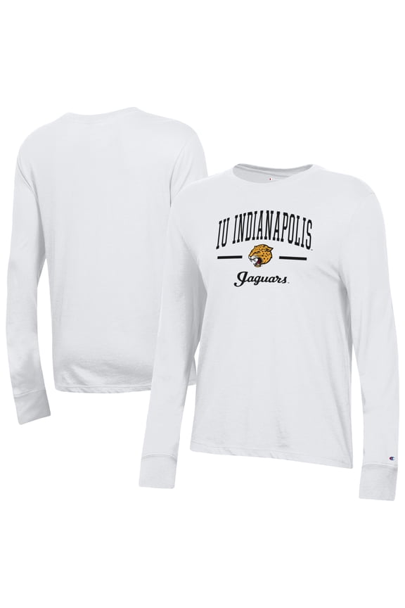 Women's-Champion  White IU Indianapolis Core Long Sleeve T-Shirt