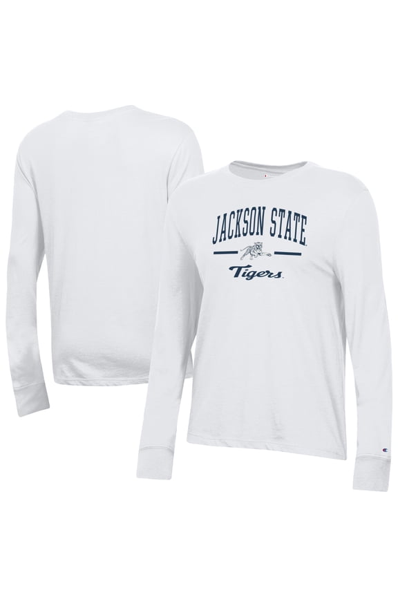Women's-Champion White Jackson State Tigers Core Long Sleeve T-Shirt
