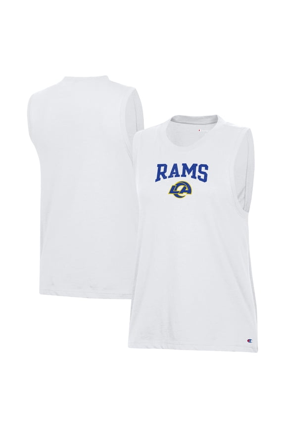 Women's Champion White Los Angeles Rams Muscle Tank Top