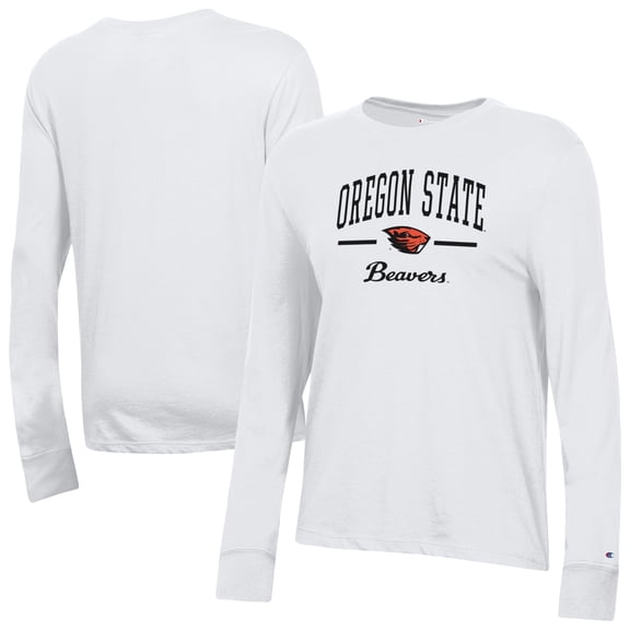 Women's-Champion White Oregon State Beavers Core Long Sleeve T-Shirt
