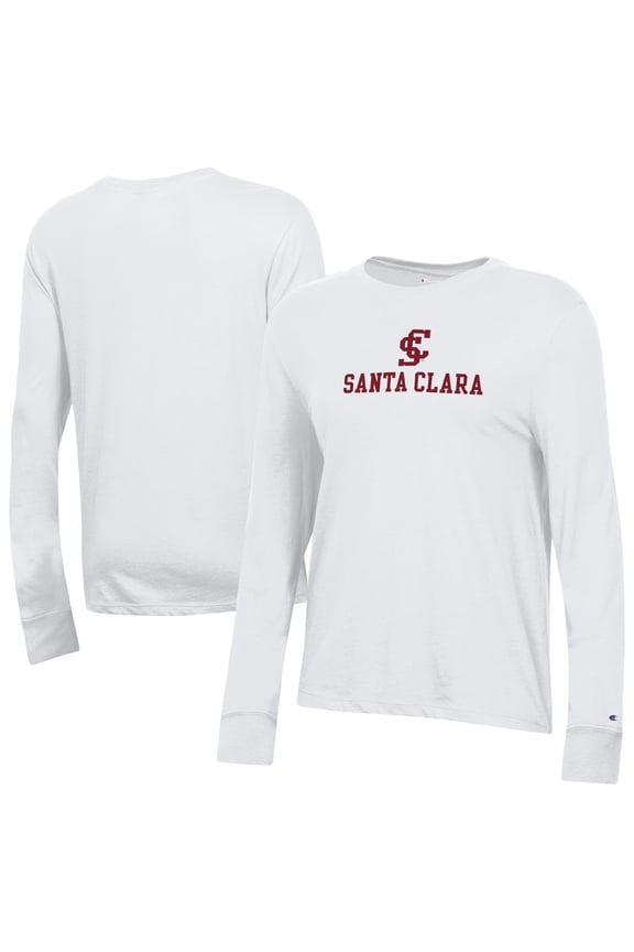 Women's-Champion  White Santa Clara Broncos Core Long Sleeve T-Shirt