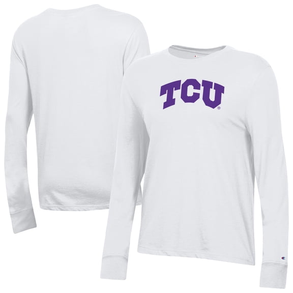 Women's-Champion White TCU Horned Frogs Core Long Sleeve T-Shirt