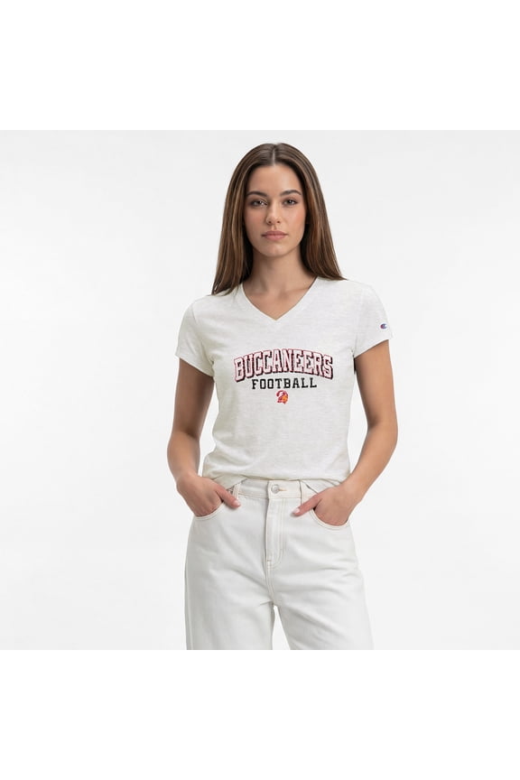 Women's Champion White Tampa Bay Buccaneers Triumph Tri-Blend V-Neck T-Shirt