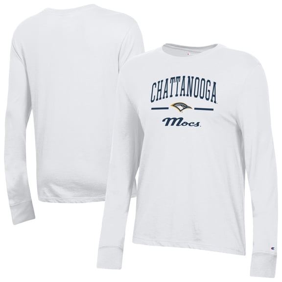 Women's-Champion White Tennessee Chattanooga Mocs Core Long Sleeve T-Shirt