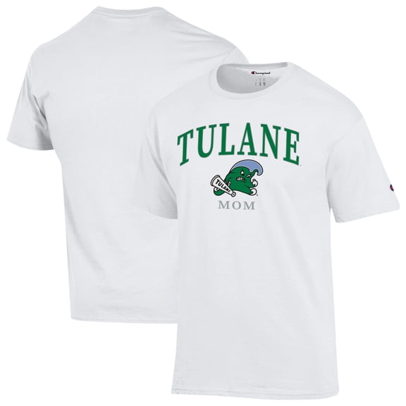 Women's Champion White Tulane Green Wave Arch Mom Jersey T-Shirt